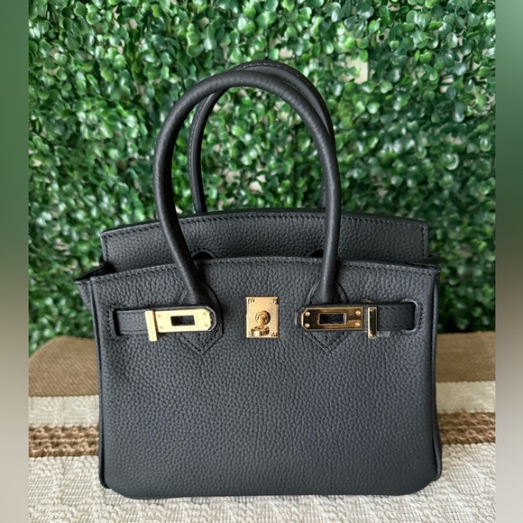 Handbags - Elegant Black Leather Top Handle Crossbody Bag No Brand